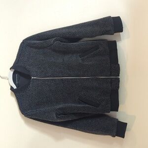 Brandy Melville Sherpa Bomber Jacket One Size Gray Black Full Zip Pockets